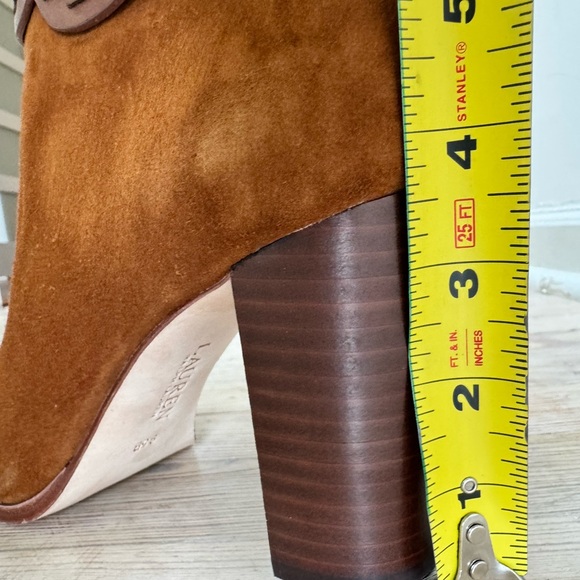 Ralph Lauren Abigael Brown Suede Leather Heel Boots NWOT Size 9.5 - Picture 7 of 7